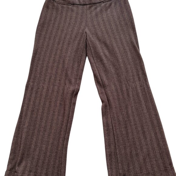 NEW YORK & CO Brand Women's Pull On Herringbone Brown Pants ~ Medium - Picture 2 of 5